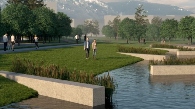Създаването на модерния градски парк ще включва изграждане на корекция