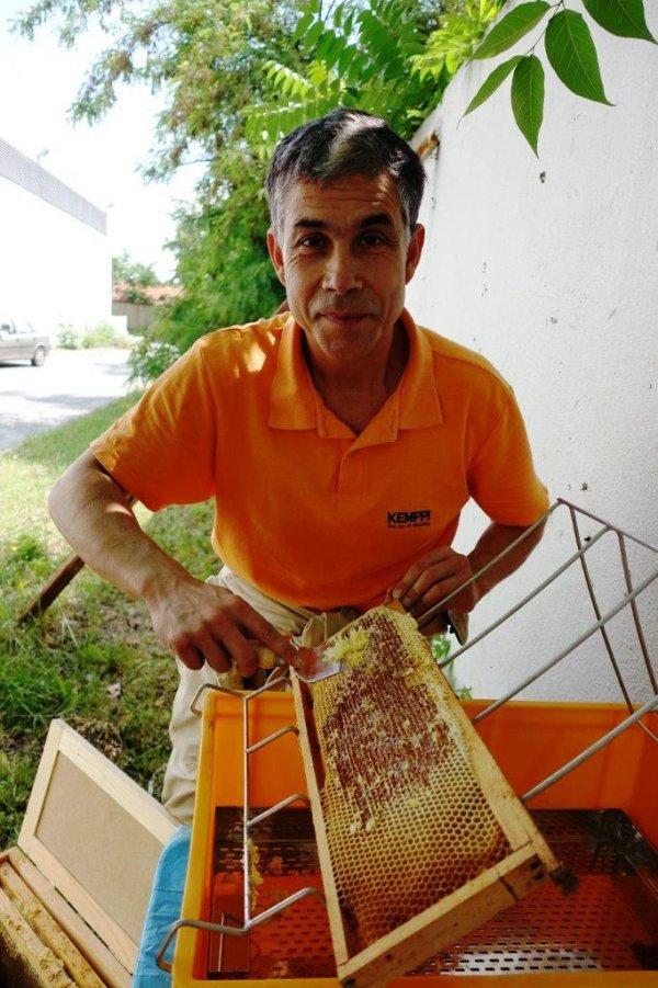 
	Пчеларят, който отговаря за пчелите, обитаващи покрива на магазина в Пловдив, очаква добра паша от близкия парк, който е залесен с разнообразни дървесни видове. Станимир Добрев (47) е инженер, който понастоящем разработва иновативна технология за извличане на пчелен мед. Станимир има 30 собствени кошера, в с. Беловица, Пловдивско.
