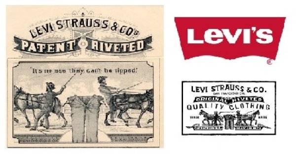 
	Използвано за пръв път: 1886 г.
	Основаване на компанията: 1837 г.
	Приходи на компанията майка: 4.7 млрд. долара
	Индустрия: облекла
	
	Логото на Levi&#39;s, което се състои от два коня, е не по-малко издръжливо от дънковия плат, на който се появава за пръв път през 1886 г. Емблемата става толкова популярна, че според Levi&#39;s в началото клиентите са искали &ldquo;онези панталони с двата коня&rdquo;. Фирмата използва името &ldquo;The Two Horse Brand&rdquo; до 1928 г., когато основателят Леви Строс официално запазва името Levi&#39;s. По данни от последната година в компанията работят около 16 000 служители, а гамата й от продукти вече включва джинси, ежедневни дрехи, панталони и якета.
