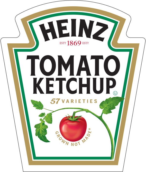 
	Използвано за пръв път: 1869 г.
	Основаване на компанията: 1869 г.
	Приходи на компанията майка: 11.5 млрд. долара
	Индустрия: храни
	
	Heinz излиза на пазара през 1869 г., когато Хенри Хайнц и Кларънс Ноубъл започват да използват зеленчуци от градината на майката на Хайнц, за да консервират хрян и да го продават в САЩ. Компанията Heinz &amp; Noble Co. не оцелява по време на финансовата криза през 1873 г., но самият Хайнц се връща на пазара, започвайки да продава подправки. През 1876 г. фирмата му започва да произвежда кетчуп, а оттогава досега компанията развива бизнеса си и вече пласира над 5700 продукта в целия свят. Логото на Heinz произхожда от оригиналното лого на Heinz &amp; Noble Co. от 1869 г. Колкото до шрифта, размера и формата, логото се е променило съвсем малко през годините. През миналата година Heinz бе купена от компанията на Уорън Бъфет Berkshire Hathaway и частния инвестиционен фонд 3G Capital за 28 млрд. долара.
