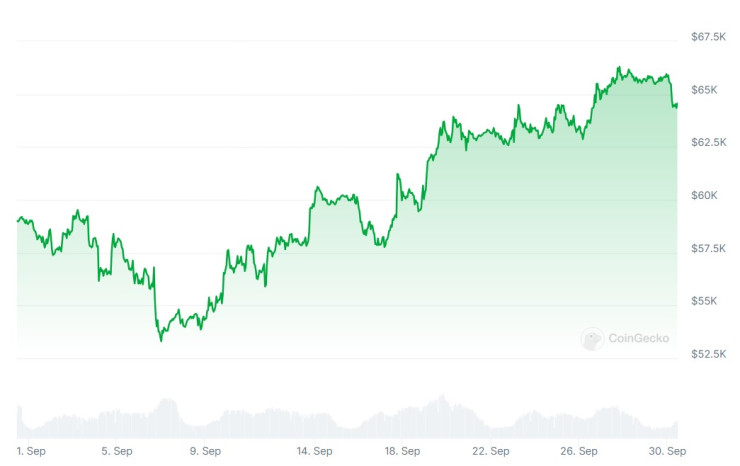 Цената на биткойна през последния месец. Графика: CoinGecko