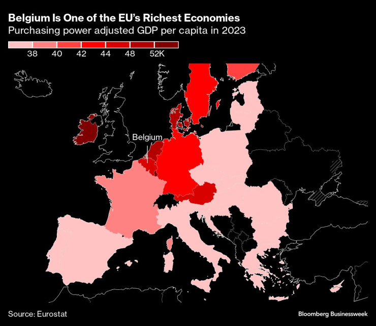 Белгия е една от най-богатите икономики в Европа. Графика: Bloomberg LP