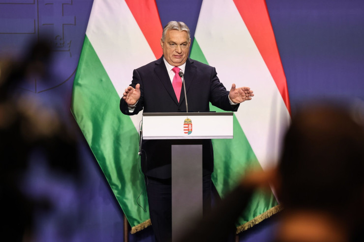 Унгарският премиер Виктор Орбан дава годишната си пресконференция през декември м. г. Снимка: Bloomberg LP