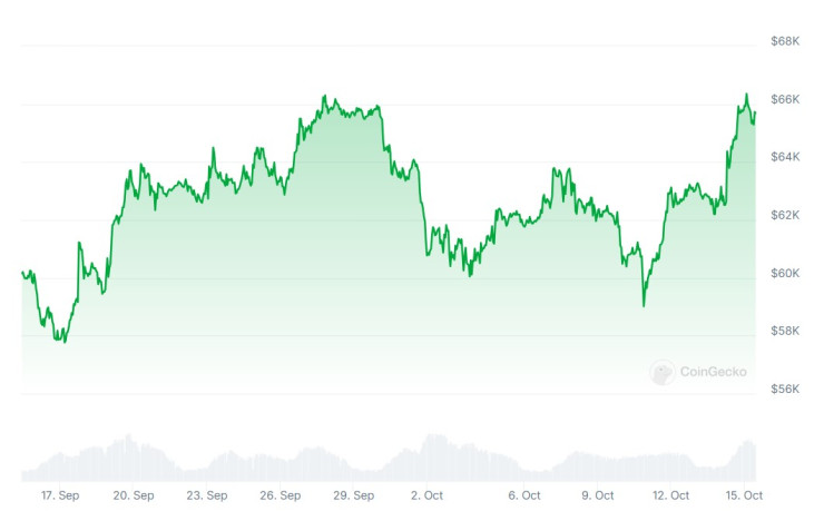 Цената на биткойна през последния месец. Графика: CoinGecko